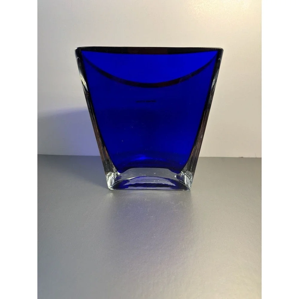 Handmade Polish‎ Cobalt Blue Glass Smile Top Vase